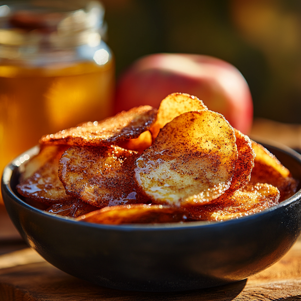 crispy cinnamon air fried apple chips