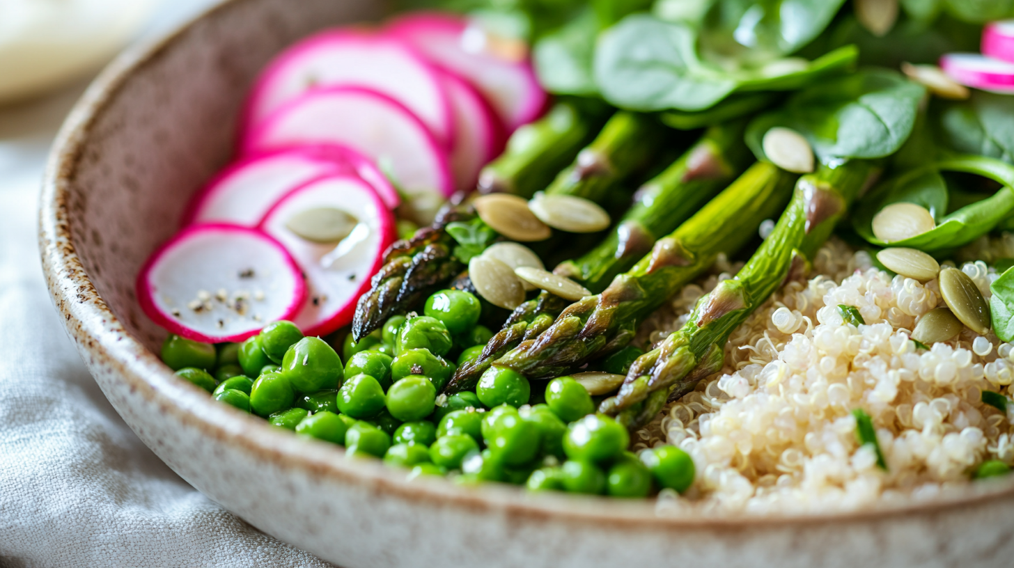 Spring Asparagus Radish Grain Bowl