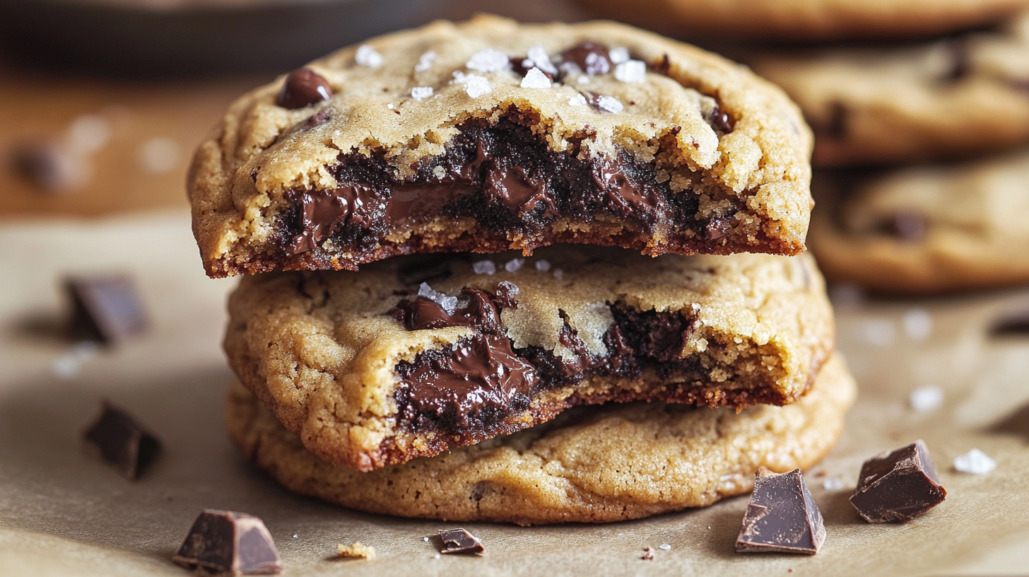 Brown Butter Bourbon Chocolate Chip Cookies with Rye & Smoked Salt