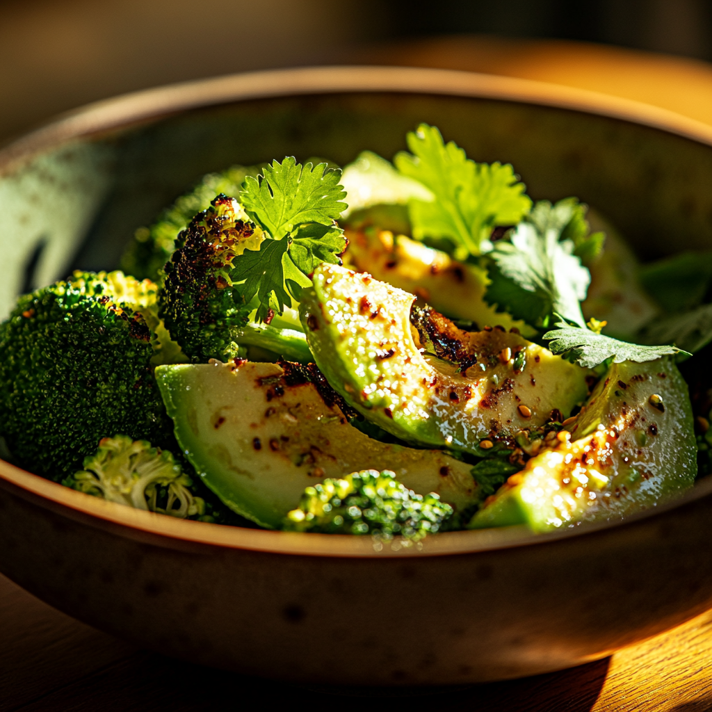 charred broccoli & avocado salad with toasted sesame dressing