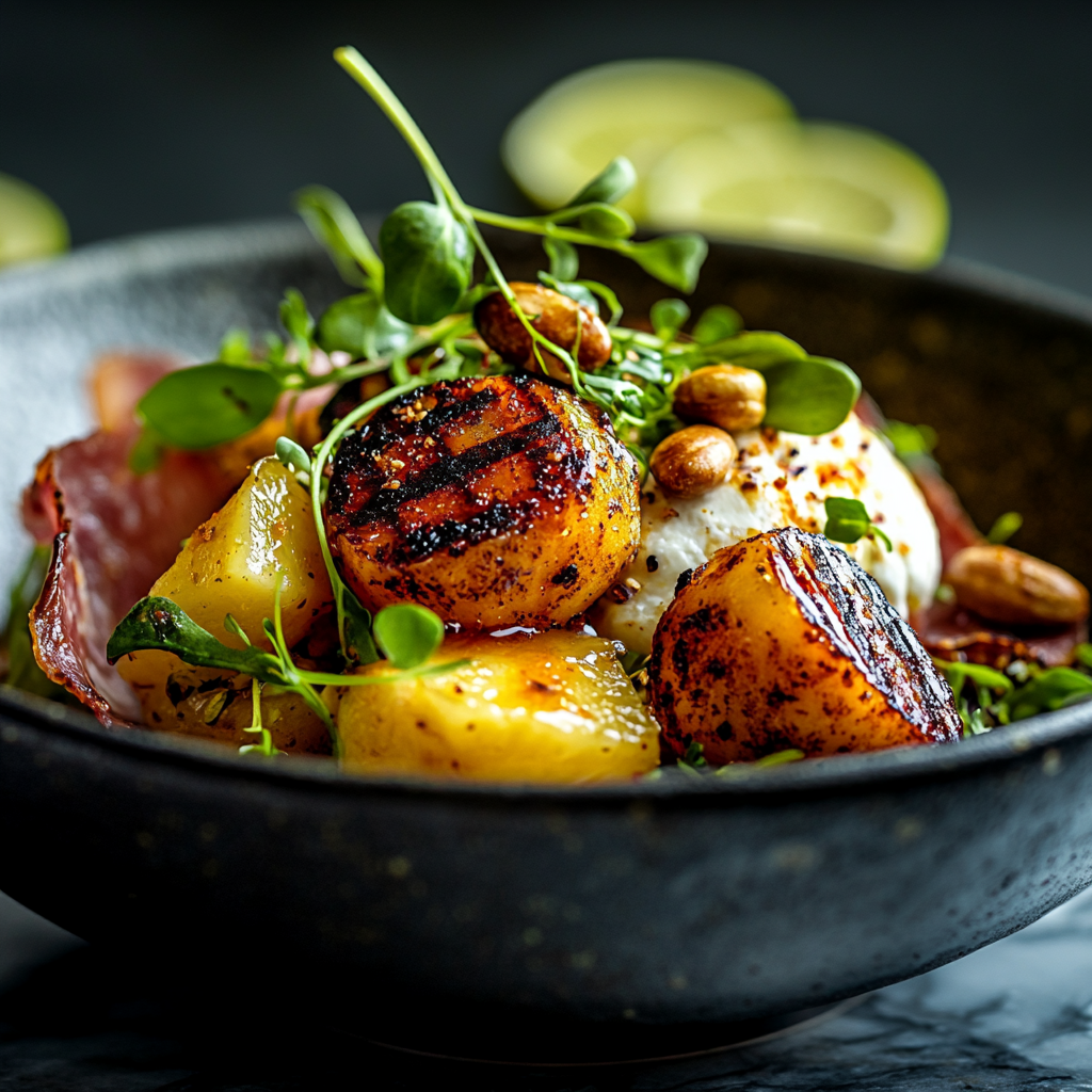 sweet & savory charred pineapple prosciutto salad