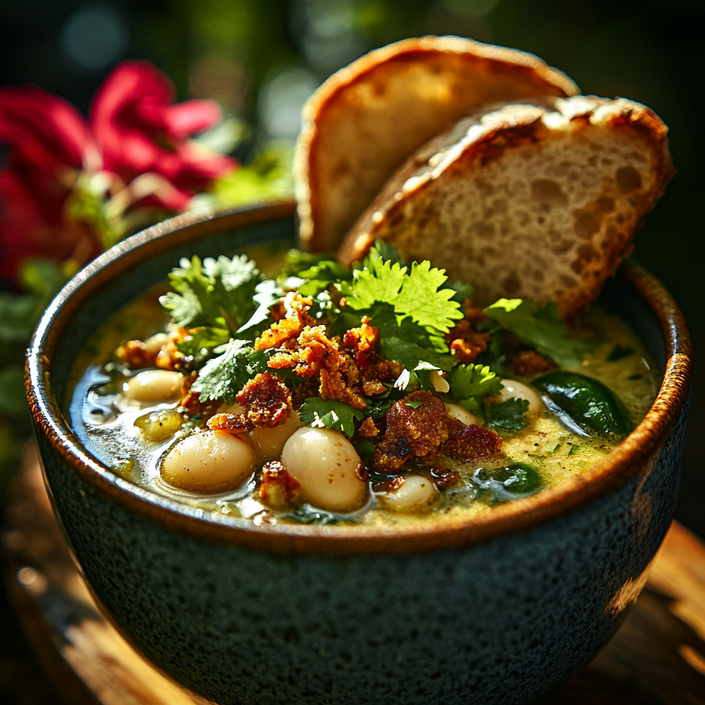 smoky charred poblano & white bean chowder