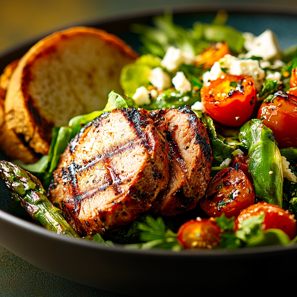 grilled pork loin & asparagus salad