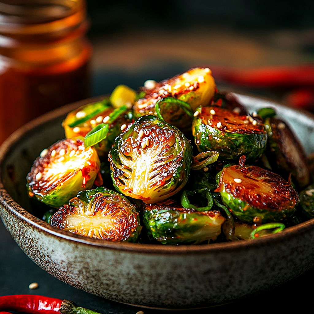 spicy maple sriracha roasted brussels sprouts