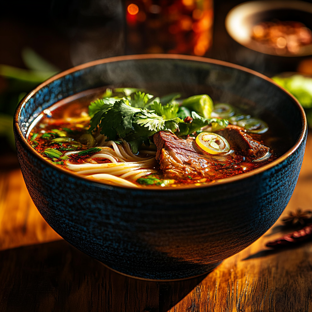 authentic lanzhou hand-pulled beef noodle soup