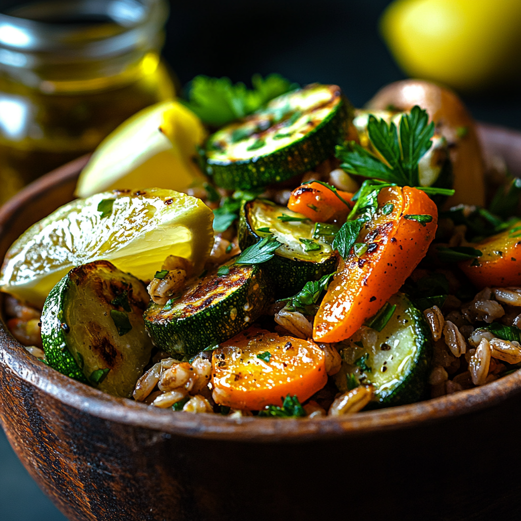 fresh lemon herb farro salad