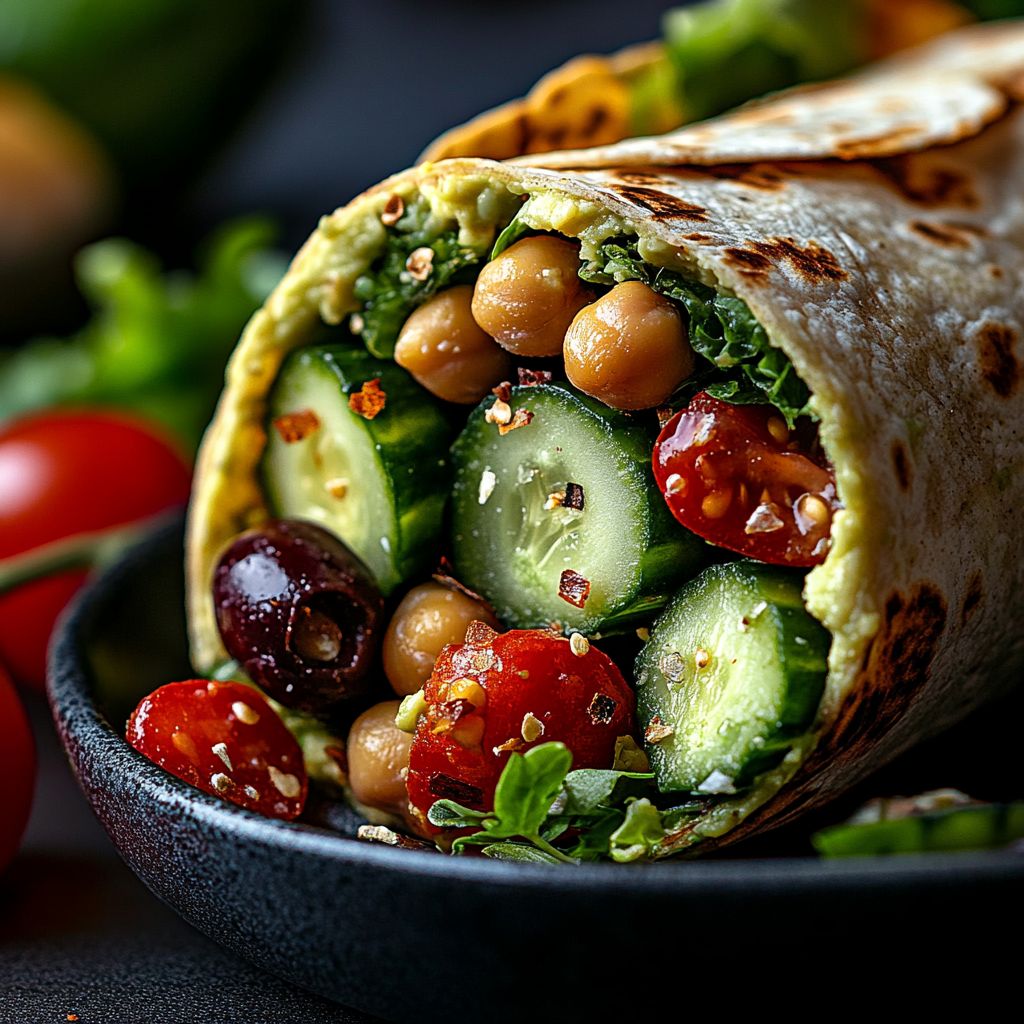mediterranean chickpea & avocado wrap