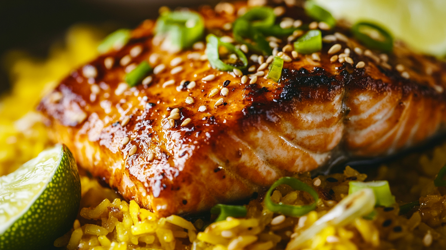 Miso-Glazed Salmon with Turmeric Rice & Pickled Ginger
