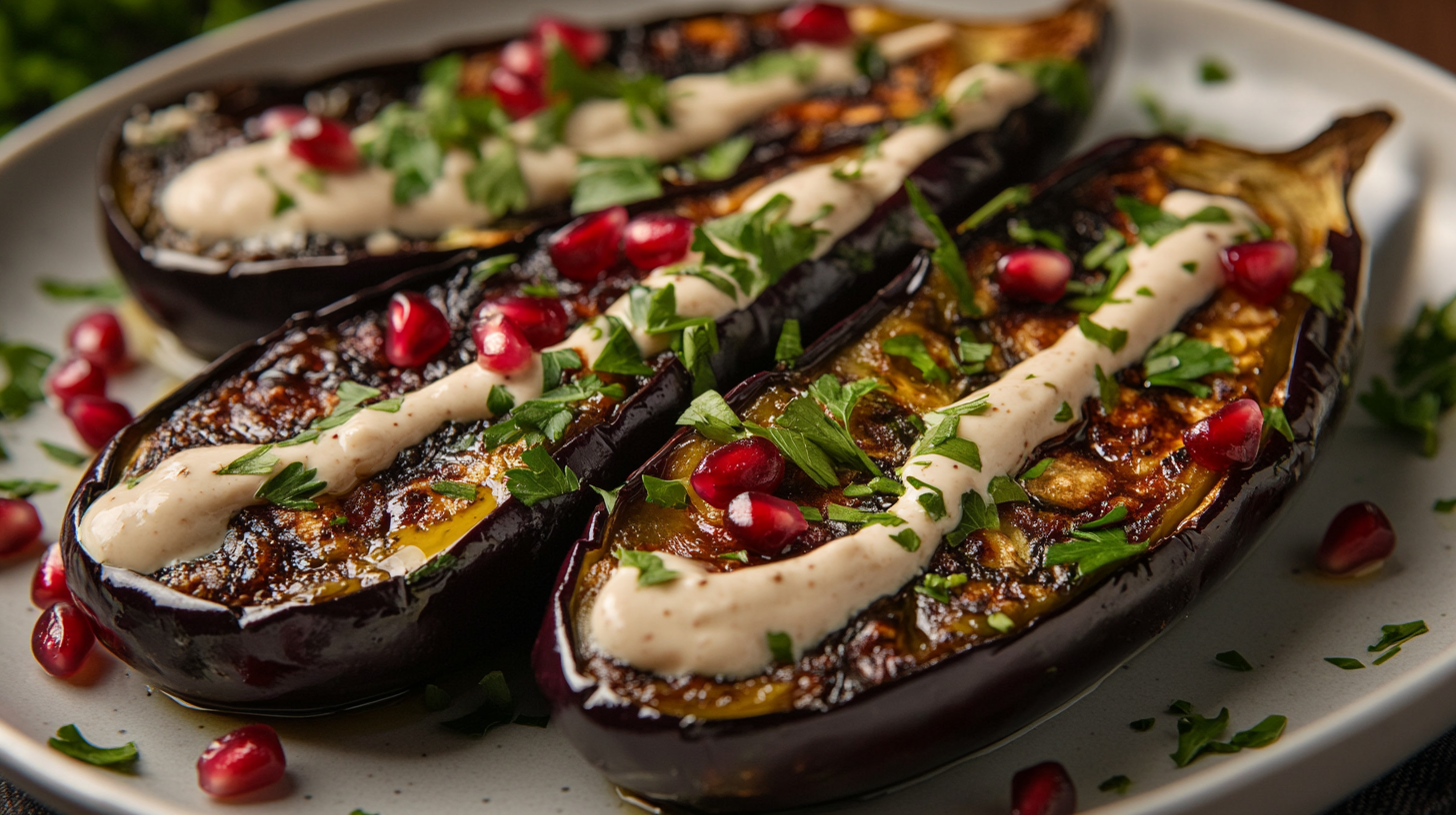 roasted eggplant with lemon tahini