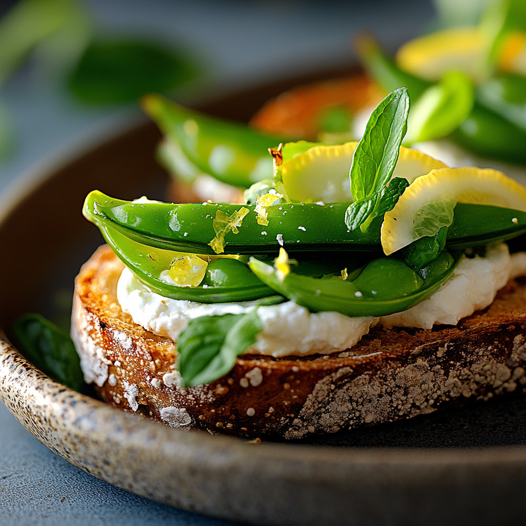 snap pea & goat cheese crostini