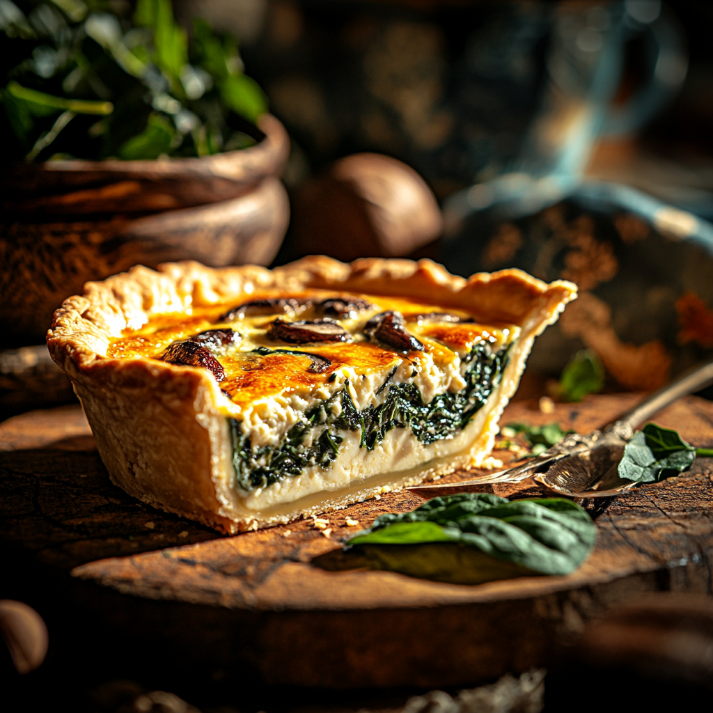 savory spinach & mushroom quiche