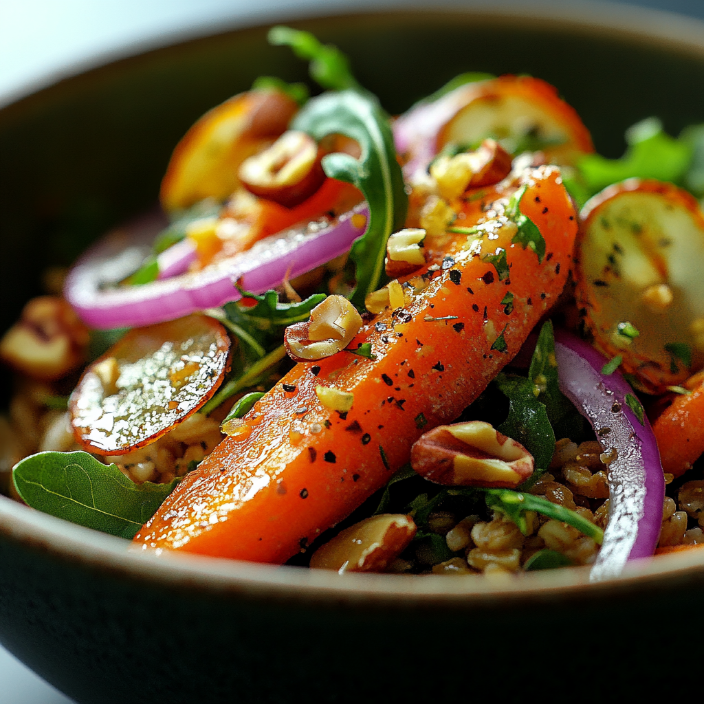 spring farro & roasted carrot bowl