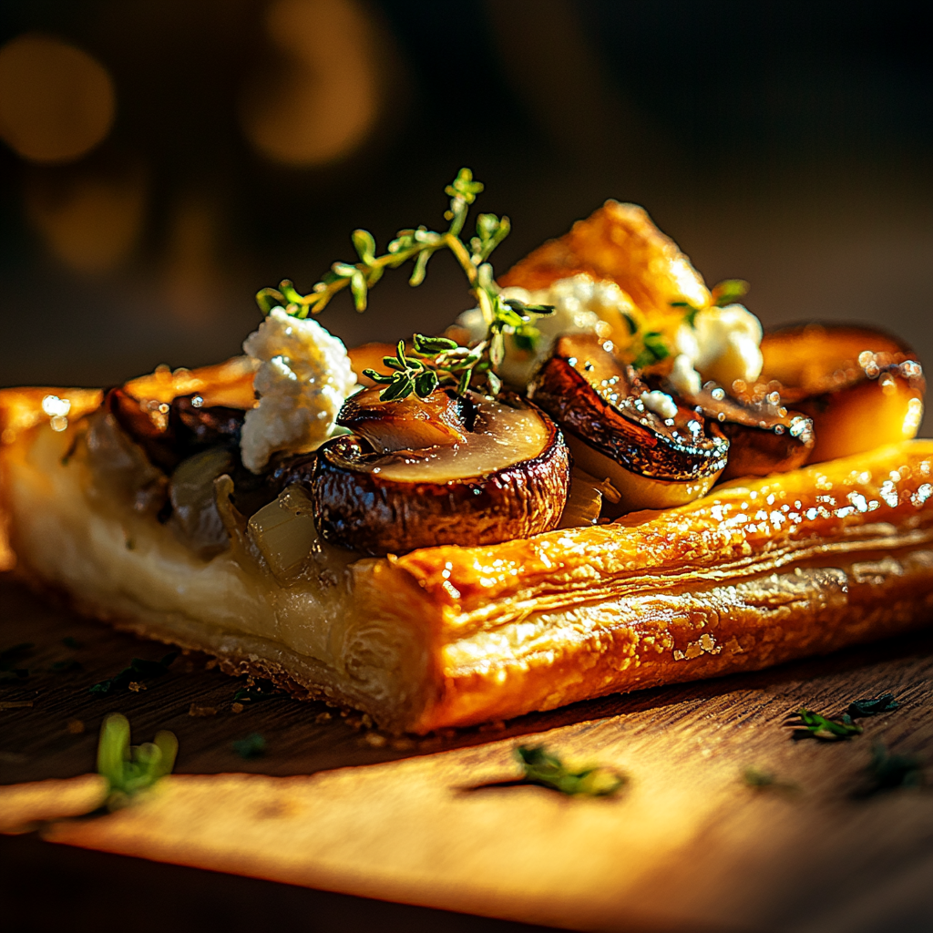 spring onion & mushroom tart