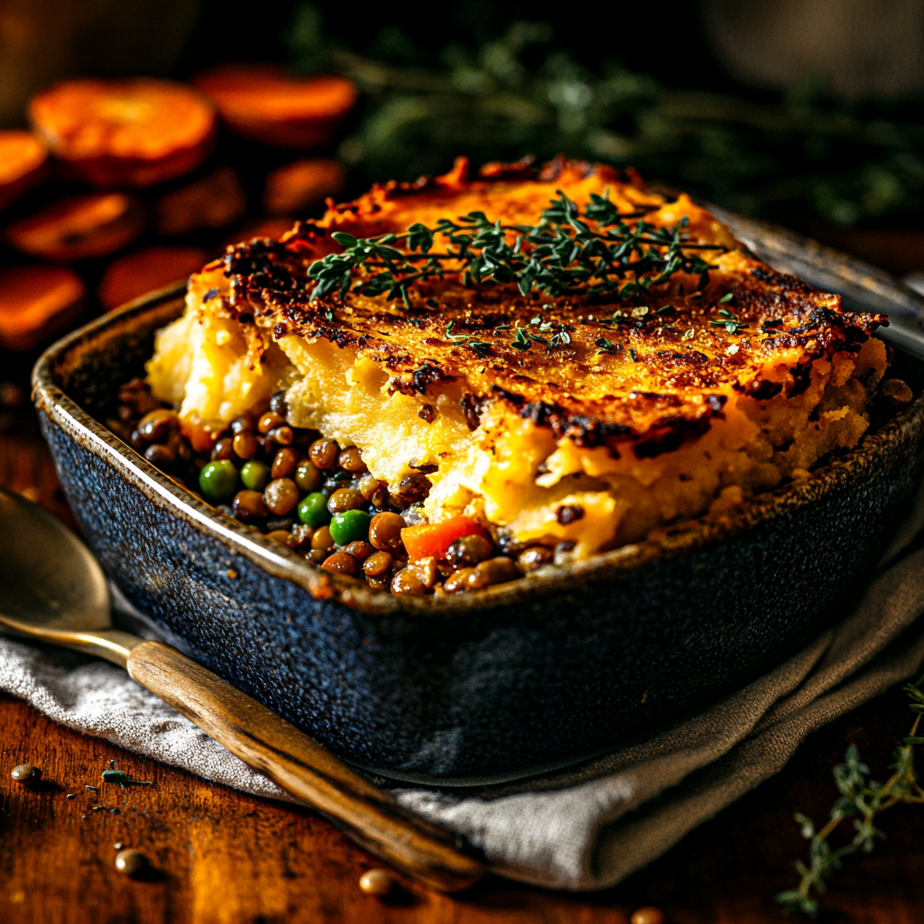 plant-based lentil shepherd's pie